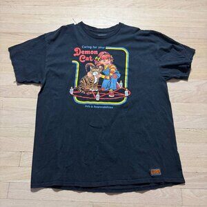 Steven Rhodes Demon Cat "Caring for your Demon Cat" Graphic T-Shirt Black XL